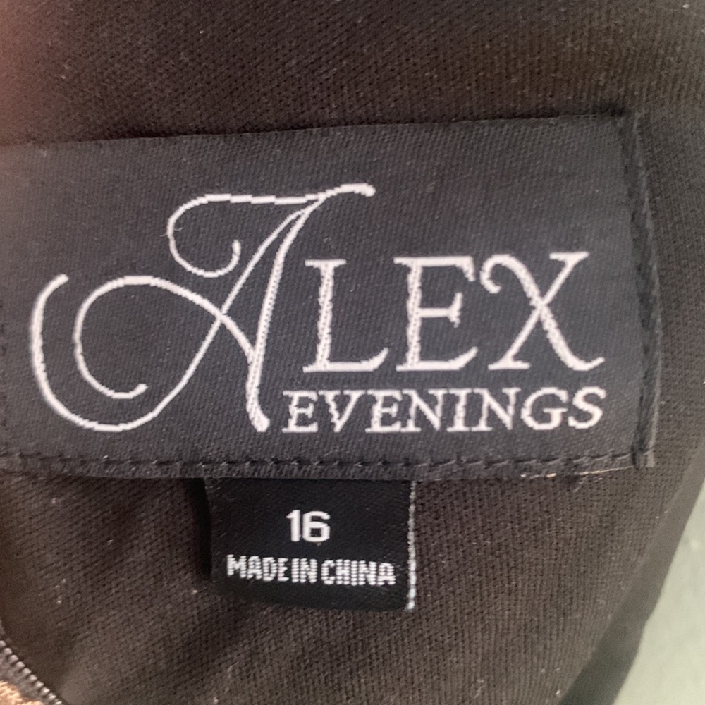 Alex Evenings Floral Embroidered Stretch Tulle Gown Maxi Dress Size 16 Tan Black - Picture 13 of 13